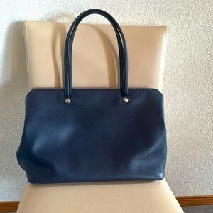 Longchamp Leather Shoulder Bag. Navy
